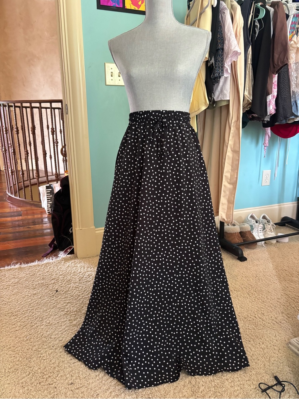Target Black Maxi Skirt with White Polka Dots